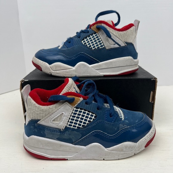 Jordan 4 Retro TD French Blue Gym Red White Toddler Sneakers DR6951-400 Size 10C - Picture 1 of 13